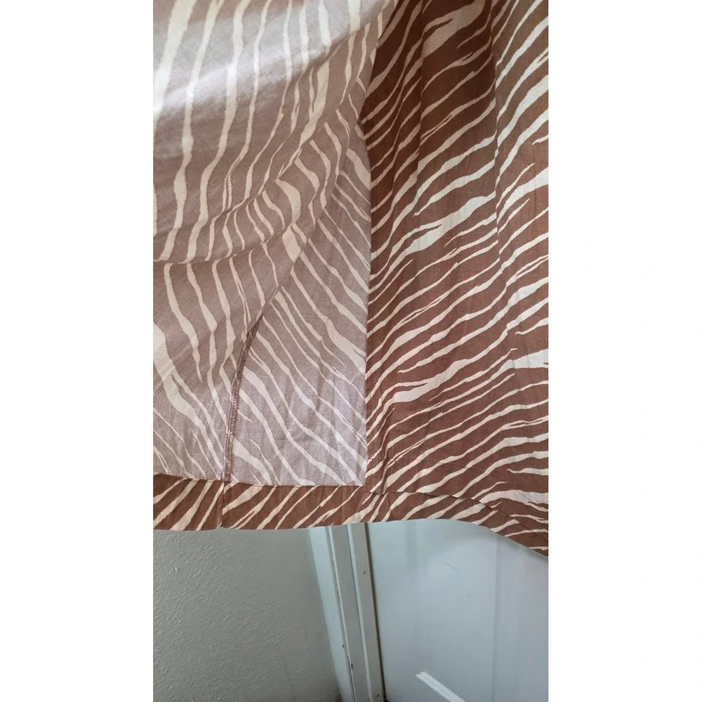 NEW A New Day Zebra Print Wrap Skirt Womens Large Brown Linen Blend Midi Skirt